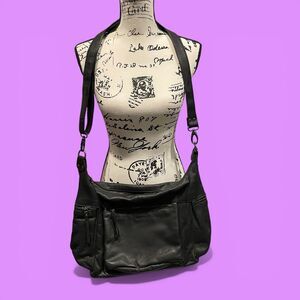 Cute Y2K oversized black buttery leather hobo crossbody bag indie sleaze